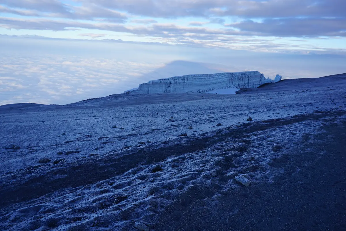 Glacier near the summit at sunrise